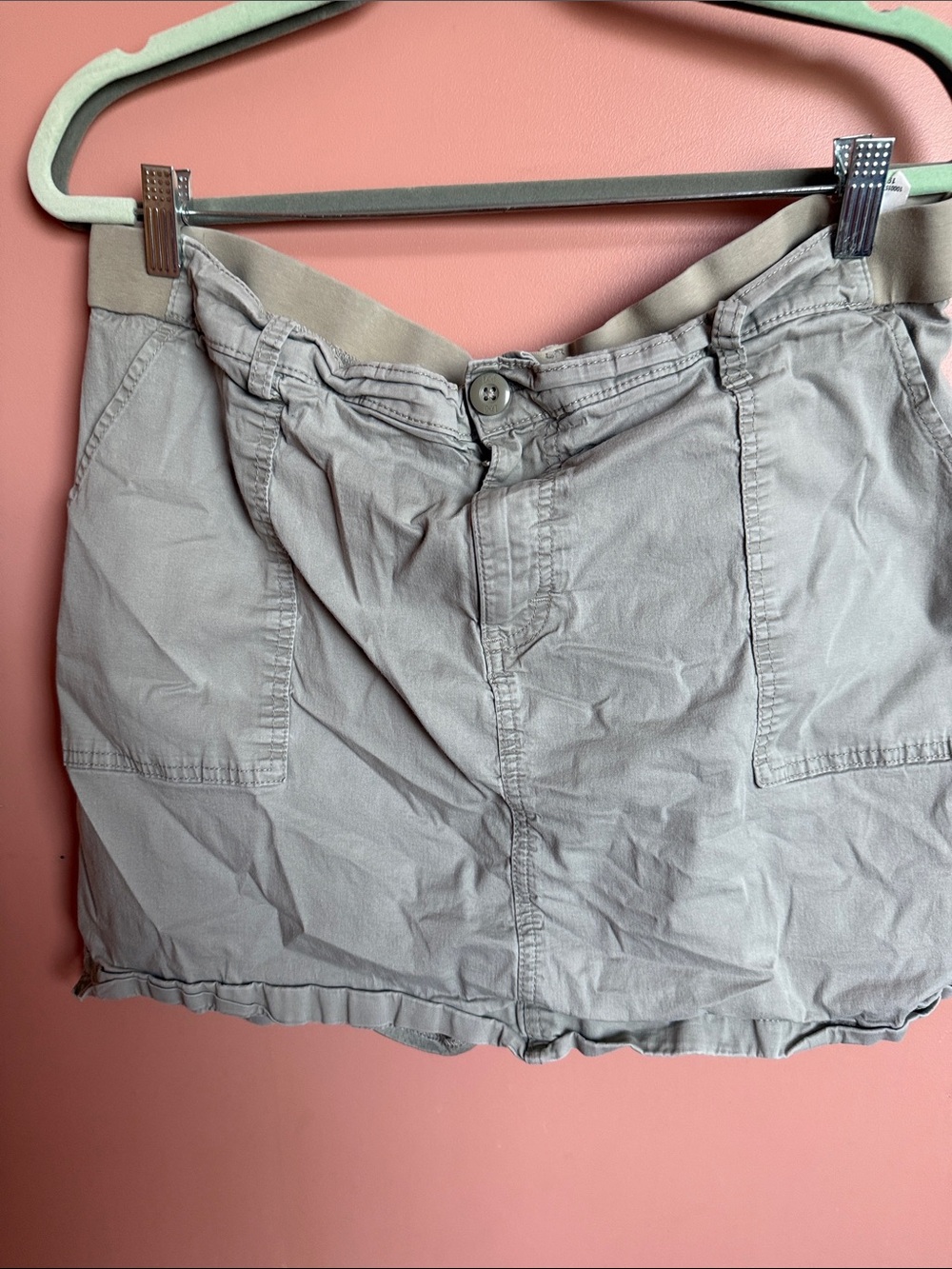 Lee Light Gray Casual Mini Skirt with Patch Pockets